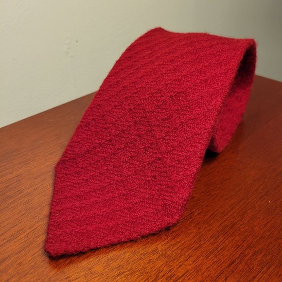 Vintage Thick Men's Red Tiw-Knit Wool - Picture 1 of 7